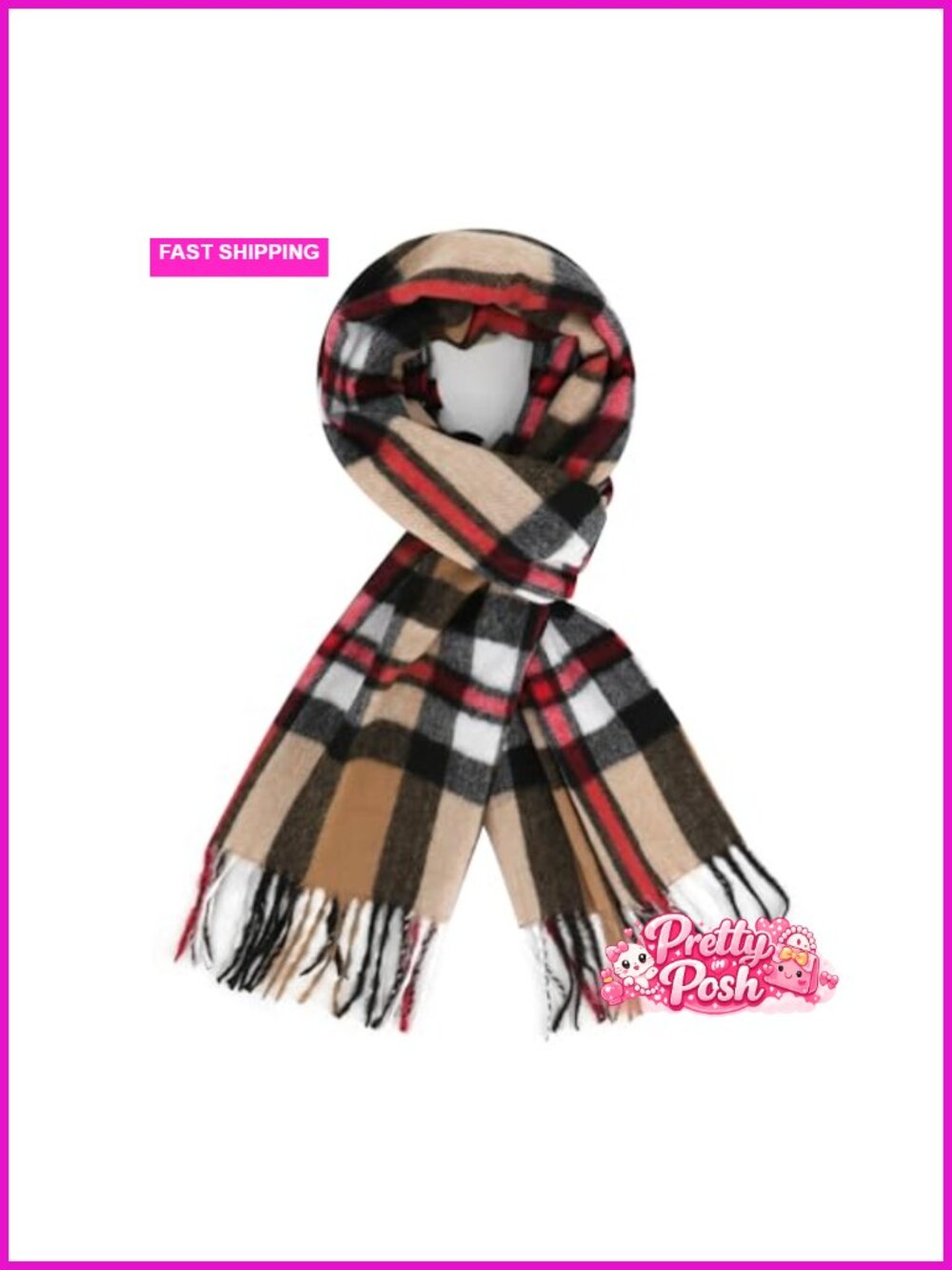 Women's Plaid Winter Scarf Large Thick Viscose Acrylic Shawl
